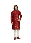 Maroon Art Silk Butti Embroidery Work Festive Wear Kurta Pajama 1006